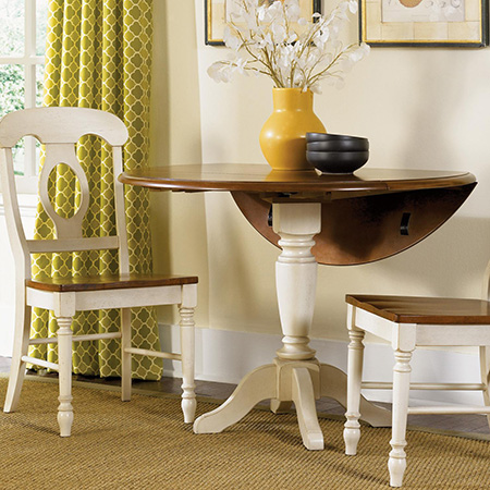 Make a round drop-leaf table with diy pedestal