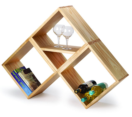 pine winerack, bookshelf or display unit
