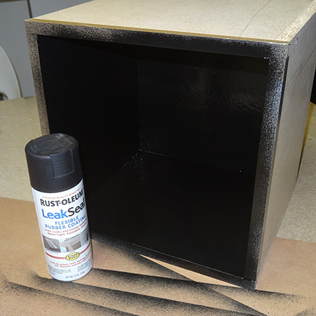spray rustoleum leak seal on inside of box