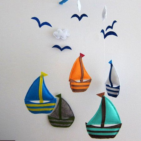 Sailboat nursery mobile