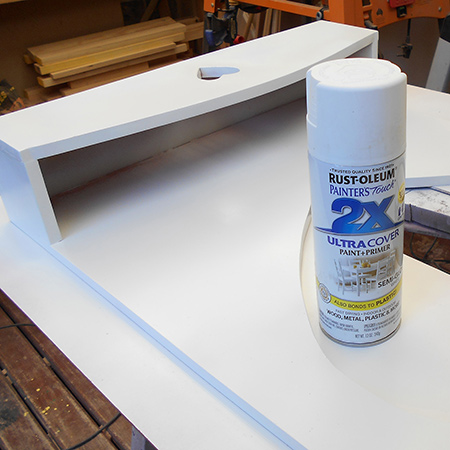 spray heart mirror and shelf with rustoleum 2x satin blossom white spray paint