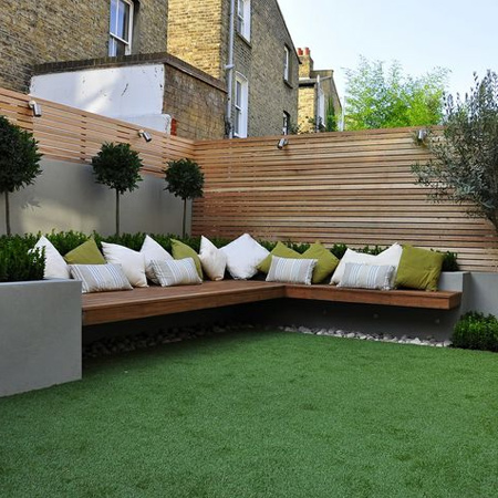 modern built in garden benches