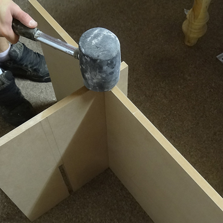 Cottage style shabby chic distressed TV or media cabinet join sections