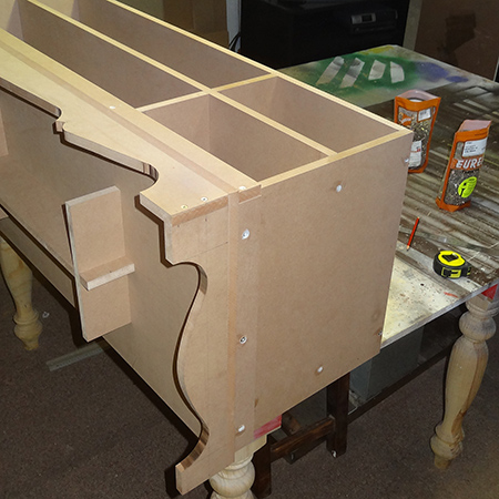 Cottage style shabby chic distressed TV or media cabinet attach base