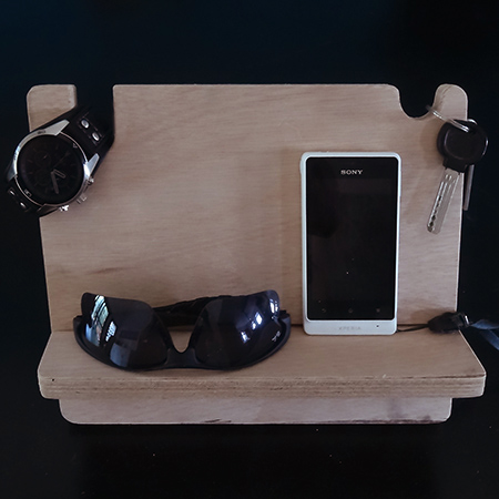 gift for him holder for bedside table for watch, cellphone and wallet