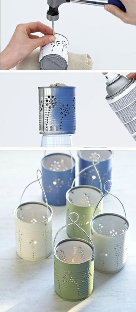 recycled aluminium can votive or tealight candle holders