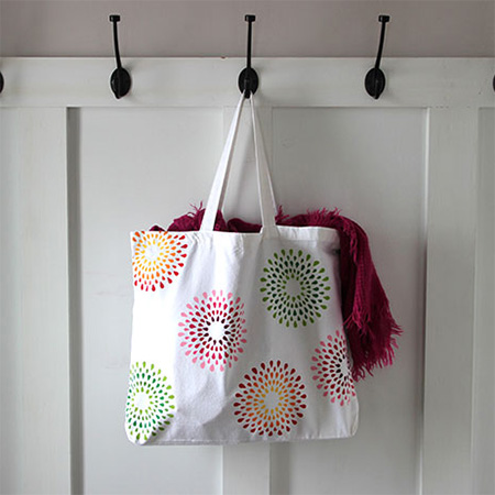 Make your own cotton tote bag or dress up a plain tote bag with a handmade stencil and some colourful acrylic craft paints