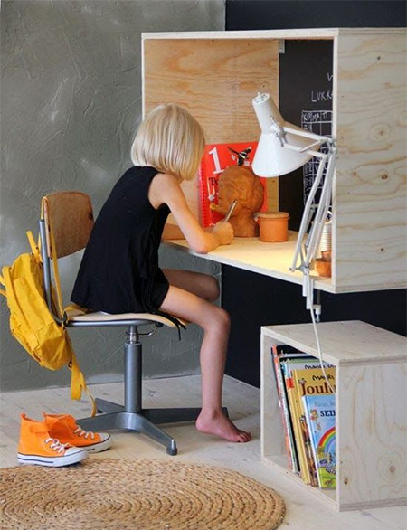 plywood desk childrens bedroom design ideas