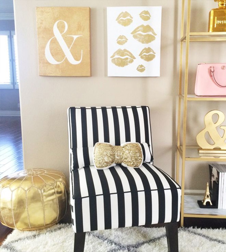 stripes with striped fabric on chair