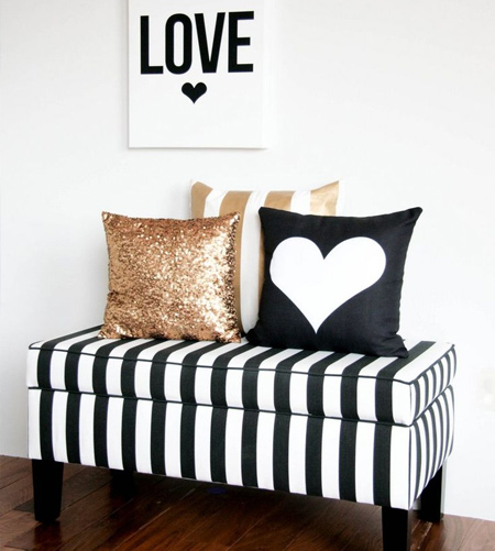 stripes with striped fabric on ottoman