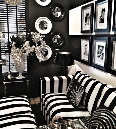 stripes with striped fabric sofa in living room