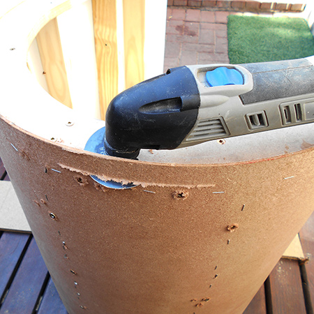 The easiest way to cut off the excess was with my Dremel MultiMax and saw blade.