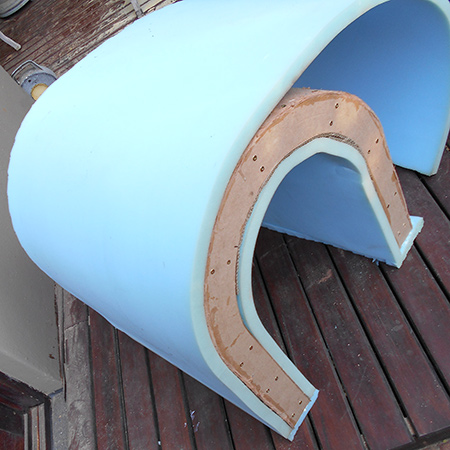 2. Use contact adhesive to glue the foam to the frame at the top and bottom, and also to the struts.