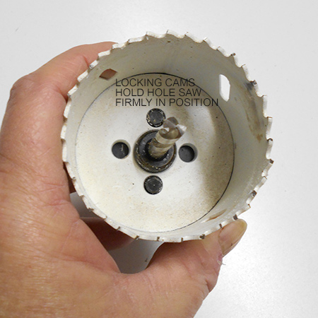 locking cams fit into the holes in the top of the hole saw