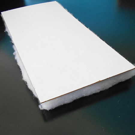 I used a piece of masonite to make the front panel and covered this with thick batting.