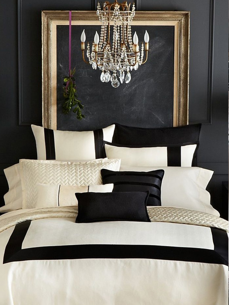 Use the power of contrast between black and white in a bedroom.