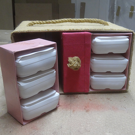 100% recycled craft centre using plastic milk containers and cardboard boxes