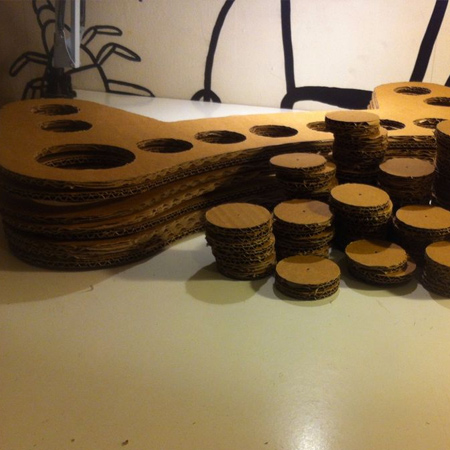 Sturdy seat or stool made from cardboard