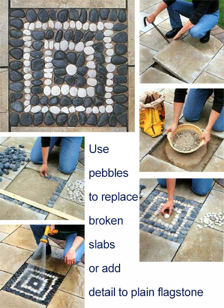 Pebble feature for boring paving