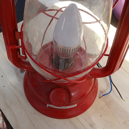 Turn paraffin hurricane lamps into LED lights