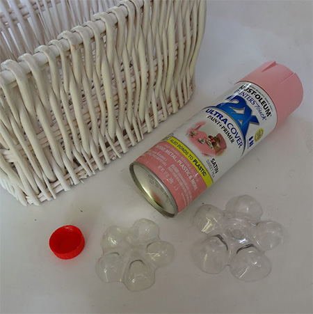 Rust-Oleum 2X UltraCover spray paint and turn plain white baskets into colourful containers