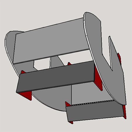 6. Secure the feet supports onto the front feet and back fins as shown below.