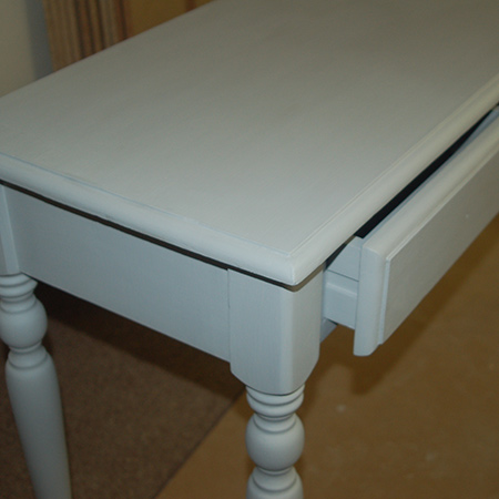 Close up of the dresser with Rust-Oleum Chalked ultra matte paint finish