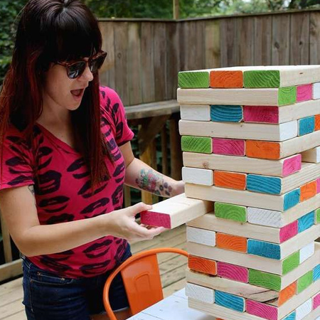 DIY giant jenga game for grown ups