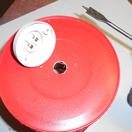 Upcycle a plastic paint container into a trendy pendant lamp
