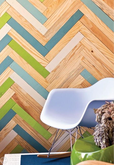 Have fun with wood panelling. You can opt to use reclaimed wood or buy PAR pine at your local Builders to create an eye-catching feature wall in any room in the home. Glue the wood panel onto the wall with No More Nails adhesive.