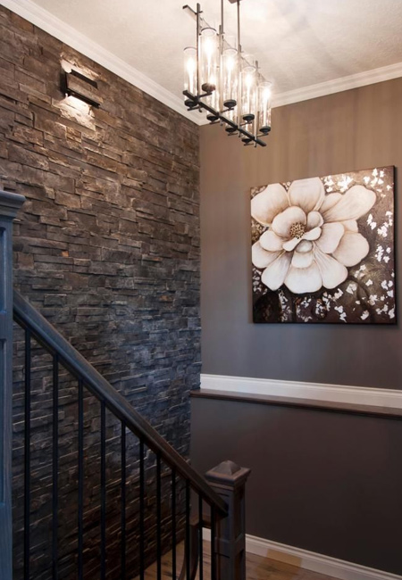 Natural stone wall cladding creates a 3-dimensional wall effect