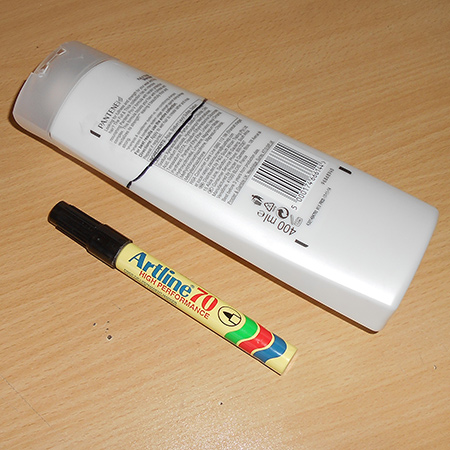 Recycle plastic shampoo bottles into pencil holders