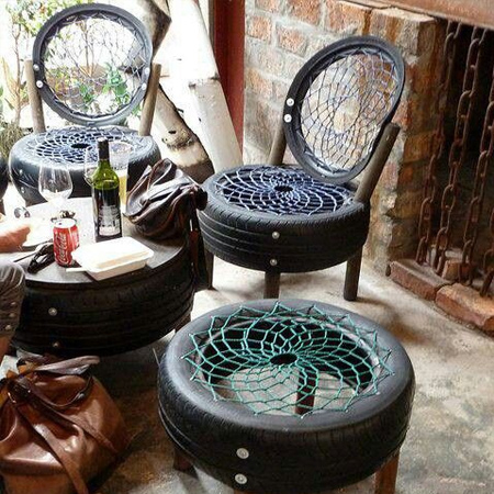 ideas for using old tyres outdoors in the garden for seating
