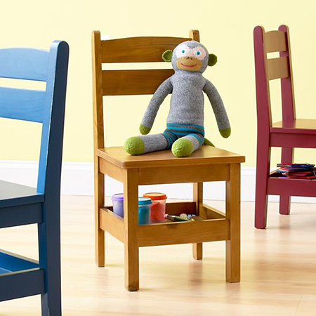 childs chair with storage shelf