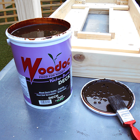 After sanding I finished the table with my new favourite product... Woodoc Water Borne Deck in Teak. This product is super easy to use and dries fast, plus it uses water borne technology rather than solvent as a carrier, which means it is eco-friendly