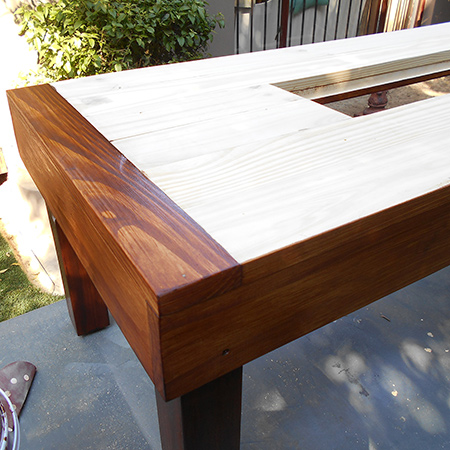 Outdoor table with ice box cooler