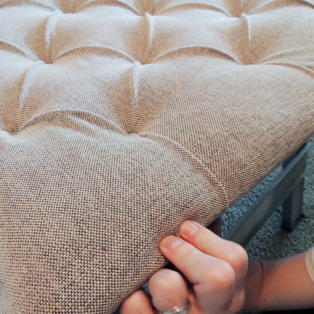 make DIY diamond tufted headboard