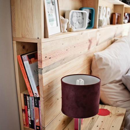 pine or reclaimed headboard with shelves