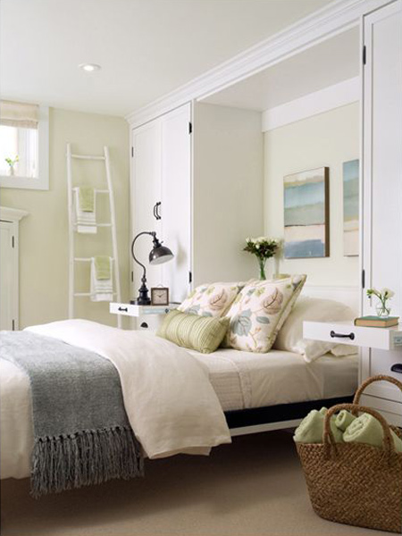 Storage ideas around the headboard fitted cupboards