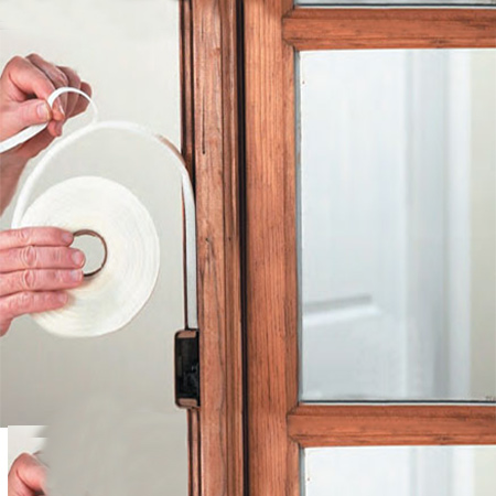 Where there are gaps between opening windows and frames fit foam insulation strips to bridge the gap. 