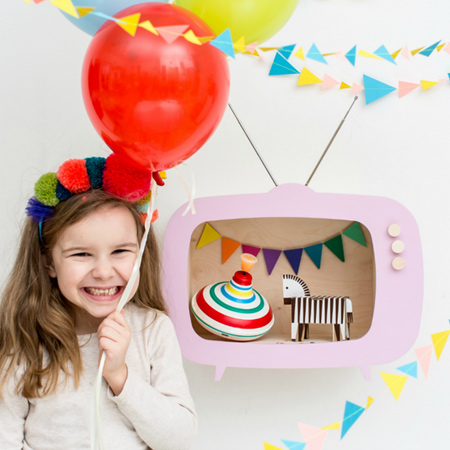 Up!Warsaw brings the walls of your kids' rooms to life with shelf designs that include bi-planes, retro TV's and circus tents.