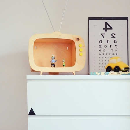 You can mount TeeVee  on a cabinet so that the piece is always handy for your child.