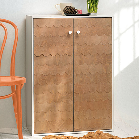 Use veneer to add decorative detail to a plain cabinet.