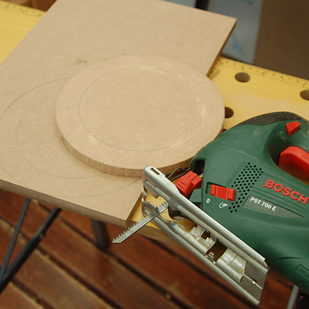 2. Draw a second circle inside the first, to mark the location for drilling the individual polish holders.