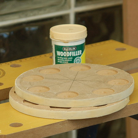 GOOD TO KNOW: If you will be finishing with spray paint, apply a thin layer of wood filler to the edges; let dry and then sand smooth. This will seal the edges and reduce the amount of spray paint needed.