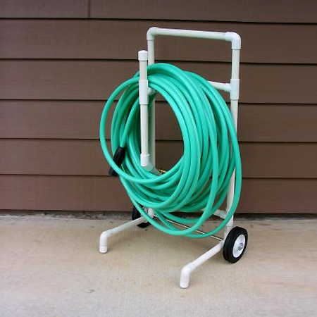 Mobile cart for garden hose