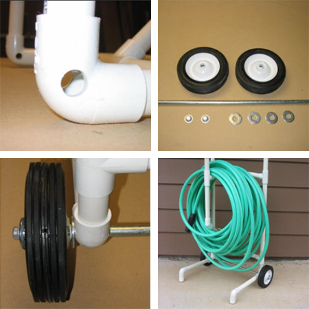 Mobile cart for garden hose