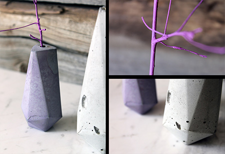 You can leave the concrete vases in their raw state or add a splash of colour with craft paint.&nbsp;