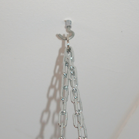 To hang the containers, I screwed a threaded hook into a fischer wall plug through the ceiling board. I was worried it might not be strong enough, but the fischer wall plug seems to be holding everything firmly