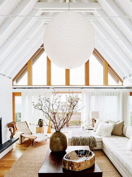 use an oversized chinese paper lantern as a central light feature